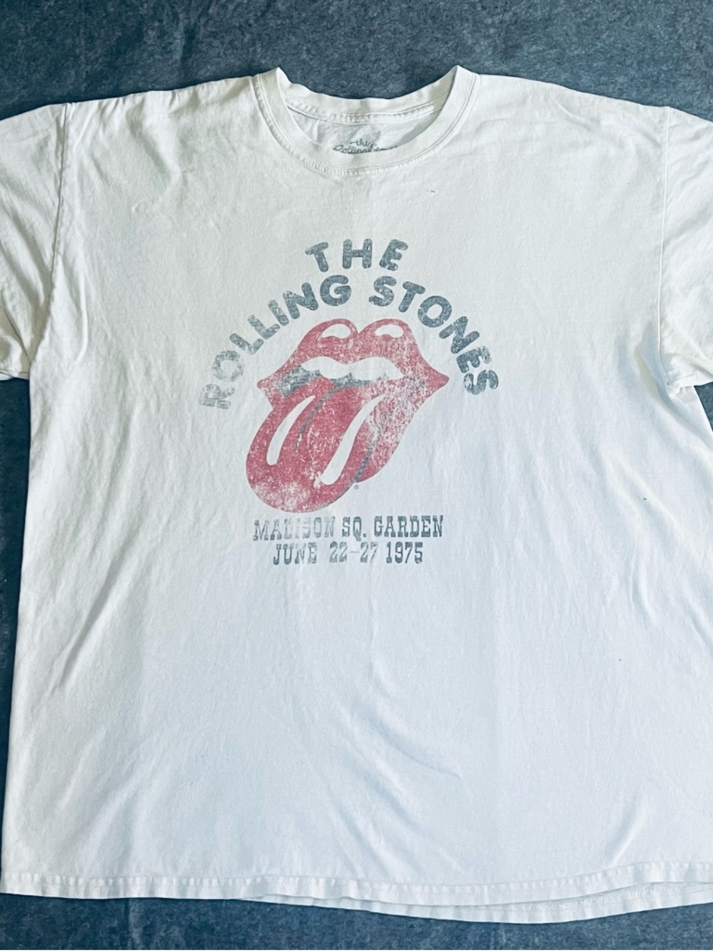 the Rolling Stones White Short Sleeve Tee with Red Tongue Logo